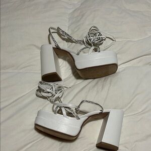 Dream Pairs White and Silver Strappy Heels